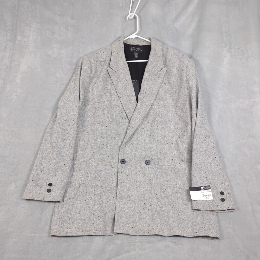 J. Ferrar x Jason Bolden Blazer Men XLT Gray‎ Wool Blend Double Breasted NEW